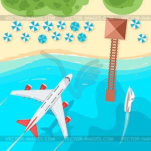 Background with tropical sea shore - vector clipart