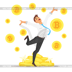 Businessman jumping with happiness - vector image