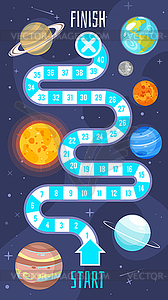 Kids space board game template - vector clipart / vector image