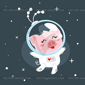 Pig in space suit - vector clip art