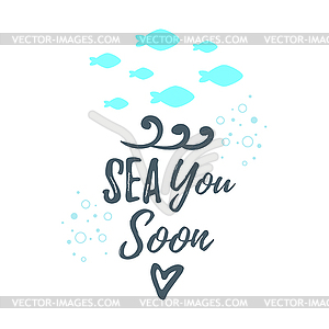 Summer design for season postcard - vector clipart