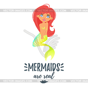 Cute mermaid character - vector image