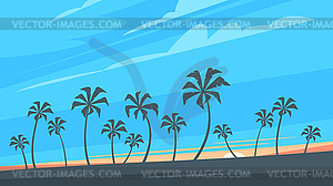 Sunset background with palm trees - vector clip art