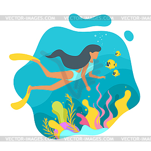 Underwater background with sea flora - vector clipart