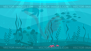 Underwater background with sea flora - vector clip art