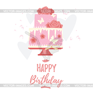 Поздравительная открытка с днем рождения - векторное изображение