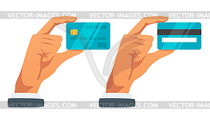 Hand holding credit card - vector clip art