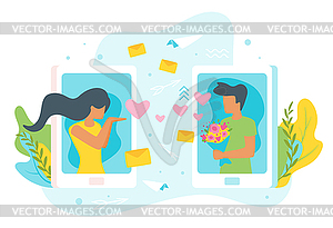 Online dating concept - vector clipart / vector image