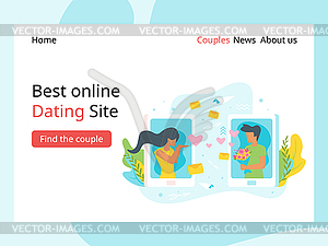 Dating agency landing page template - vector image