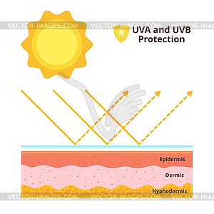 Uva and uvb protection concept - royalty-free vector clipart