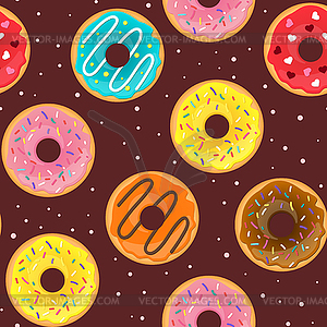 Seamless pattern with tasty doughnuts - vector clipart / vector image