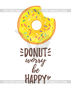 Poster design with bitten doughnut - vector clipart