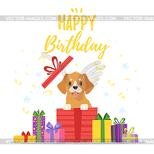 С днем рождения шаблон поздравительной открытки - векторный клипарт EPS
