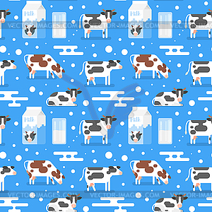 Seamless pattern with gazing cow - vector clipart / vector image