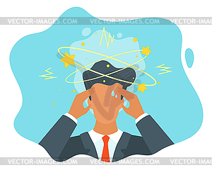 Businessman having trouble with thinking - vector image