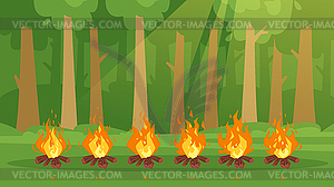 Camp fire sprites for animation - vector image