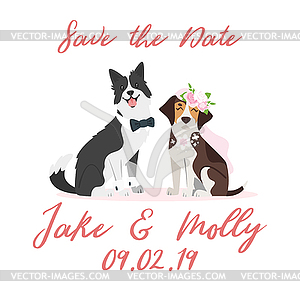 Wedding day with dog - vector clip art