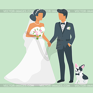 Wedding day with dog - vector clip art