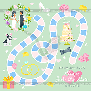 Wedding board game template - vector image