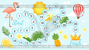 Summer board game template - vector clipart