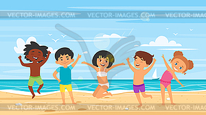 Children in swim suits - vector image