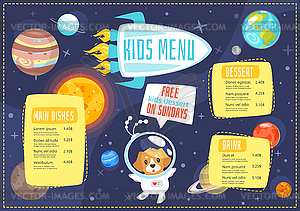 Children menu meal template - vector image