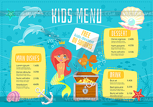 Children menu meal template - color vector clipart