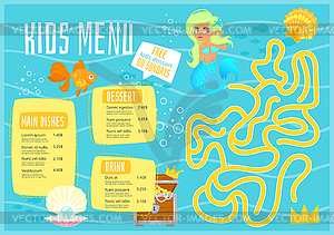 Children menu meal template - vector clip art