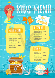 Children menu meal template - vector clipart