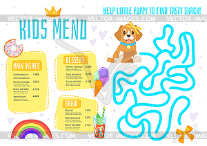 Children menu meal template - vector clipart