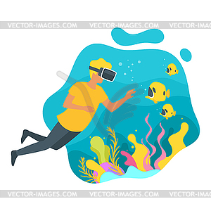 Man in virtual reality glasses - vector image