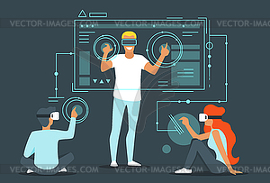 Man in virtual reality glasses - vector clip art