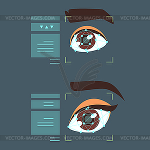 Eye biometric identification - vector image
