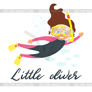 Girl in diving swim suit - vector EPS clipart