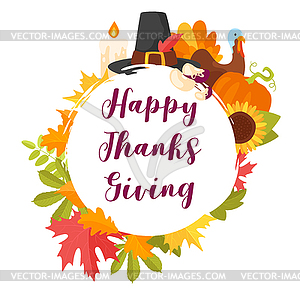 Thanksgiving Day greeting card - vector clipart