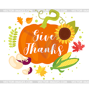 Поздравительная открытка на День благодарения - векторный клипарт / векторное изображение