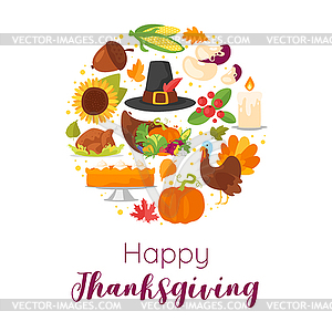 Thanksgiving Day greeting card - vector image