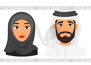 Muslim man woman avatar vector clipart