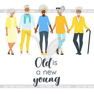 Elderly senior man and woman - vector image