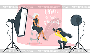 Photo equipment in photography studio - vector clipart