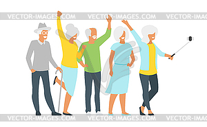 Elderly senior man and woman - color vector clipart