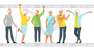 Elderly senior man and woman - vector clip art