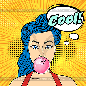 Pop art beautiful woman face - vector image