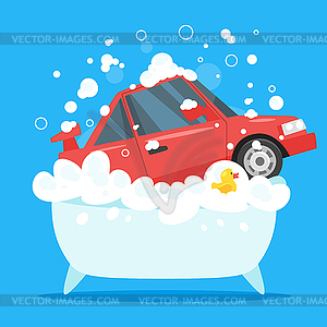 Car wash concept - color vector clipart