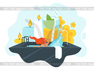 Young woman in spa salon - vector clipart