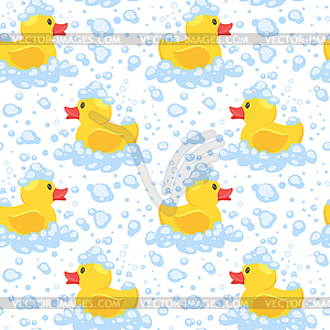 Pattern with yellow rubber duck - vector clipart