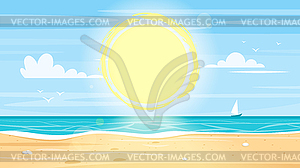 Tropical island sea shore - vector image