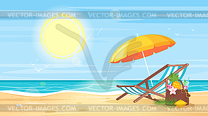 Tropical island sea shore - vector clip art