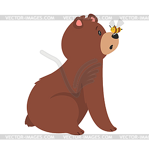 Cartoon brown grizzly bear - royalty-free vector clipart