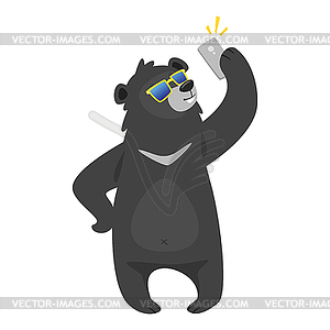 Cartoon black cool bear - vector image